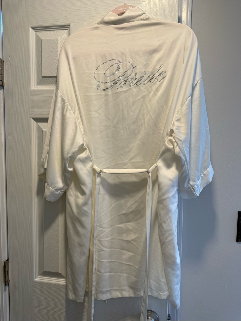 Icing Bride Embellished Satin Robe - Ivory
